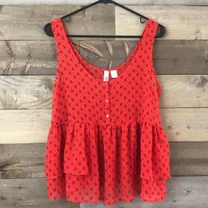 Route 66 Red Flowy Tank Top